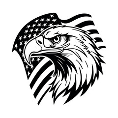 Patriotic American eagle head with USA flag vector design for national pride, veterans, freedom, and military-themed artwork