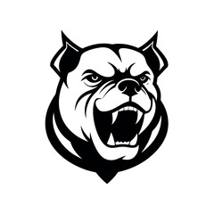 Obraz premium Fierce angry bulldog head vector mascot design for sports teams, logos, tattoos, or aggressive dog-themed artwork