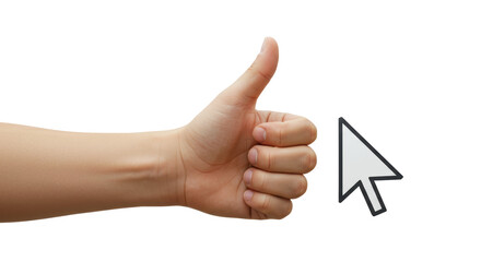 Isolated Hand Giving Thumbs Up with Mouse Pointer