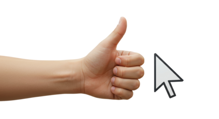 Isolated Hand Giving Thumbs Up with Mouse Pointer