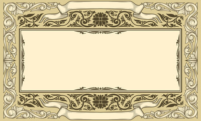 Decorative vintage ornate label design blank card template