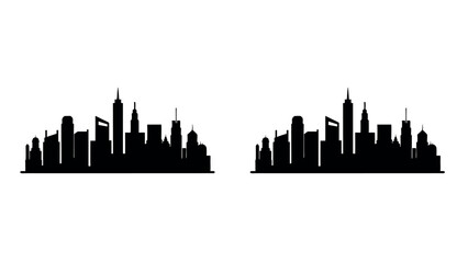 Naklejka premium Modern city skyline silhouette vector design for urban landscape, real estate, construction, architecture, travel and tourism related creative projects
