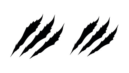 Wild animal claw scratch mark vector set, ripped torn design elements for horror, beast, monster or predator themed illustrations and decorations