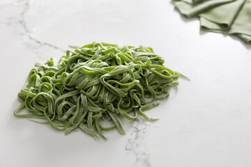 Spinach pasta. Linguine.