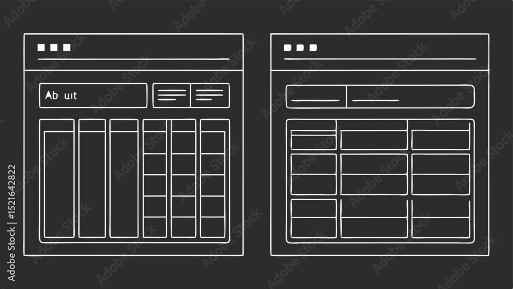 Poster digital finance dashboard elements in wireframe outline for data analysis and visualization