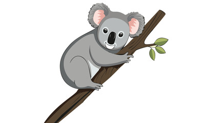 Cartoon Koala Bear Resting on a Tree Branch vector illustration