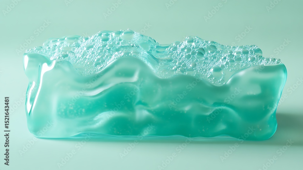 Poster abstract liquid with bubbles: cleanse and refresh with a minimalist composition on light green backd