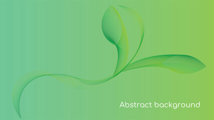 Abstract green plant design with flowing lines and gradient effect