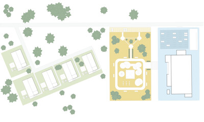 Architectural Site Plan of a Residential Complex top view diagram