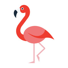 Simplified graphic illustration of a pink flamingo standing on one leg
