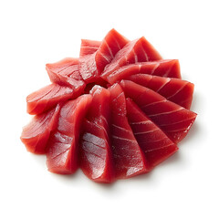 Fresh Tuna Sashimi Slices on White Background – High-Quality Seafood