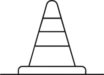 Traffic cone line art isolated on white background