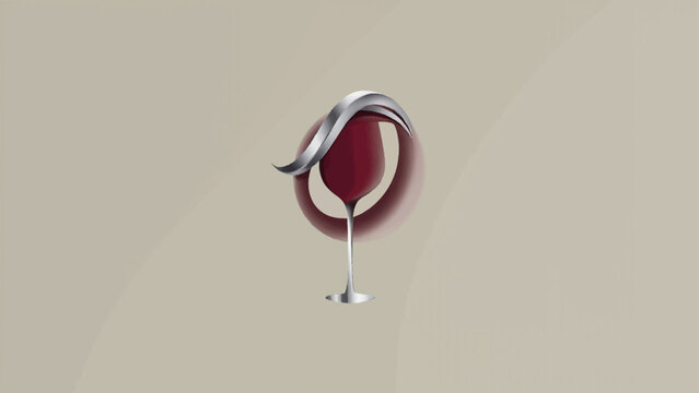 Abstract vector logo with a wine glass, clean and sleek design, suitable for beverage brand 