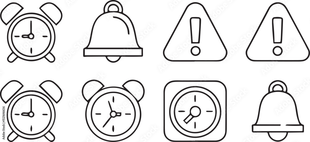 Poster alarm icons editable notification time line art set