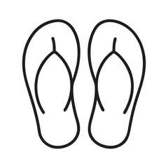Pair of simple flip flops footwear outline icon black on white