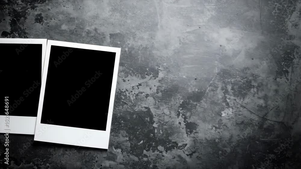 Poster two blank white photo frames on a textured dark gray backdrop create a space for customizable visual
