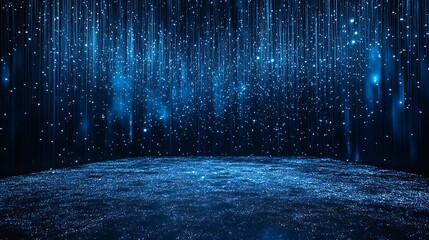 Magical Blue Light Shower Over Sparkling Surface: Enchanting Abstract Backdrop for Creative Projects, Digital Designs, and Fantasy Art.