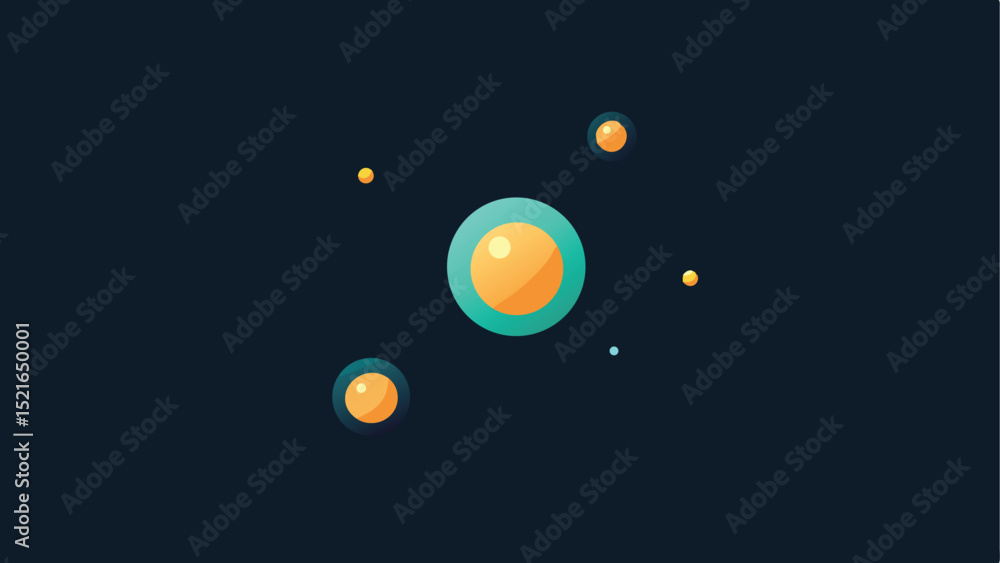 Poster minimalistic glowing orbs in floating motion with abstract design for backgrounds and concepts