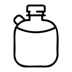 Water Bottle Icon Line Art Illustration of a Canteen