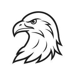 Vector illustration of a powerful eagle head in black and white silhouette