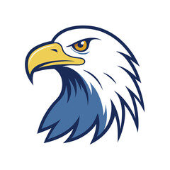 Powerful bald eagle head in profile mascot design isolated on a white background