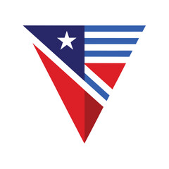 Fototapeta premium Abstract american flag in a triangle representing patriotism and national pride on white background