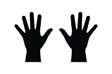 Fototapeta premium Black Hand Silhouette Vector – Raised Human Hands Icon in Flat Design
