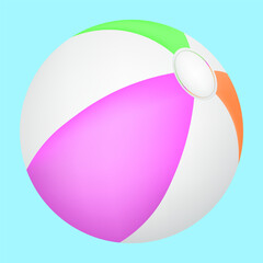 Beach ball on blue background, vector illustration.