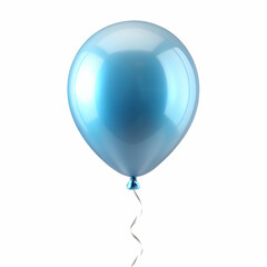 Single isolated light blue balloon floating on a white background perfect for celebrations