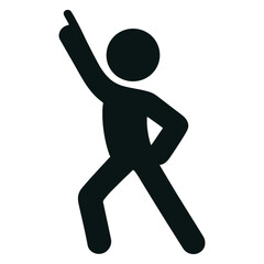 Dancing Person Silhouette Icon with Arm Pointing Up