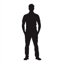 Standing Man Silhouette Icon with Hands in Pockets