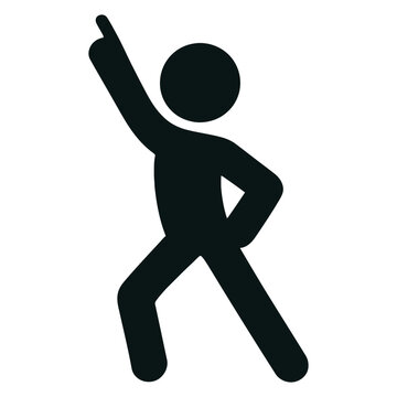 Dancing Person Silhouette Icon with Arm Pointing Up