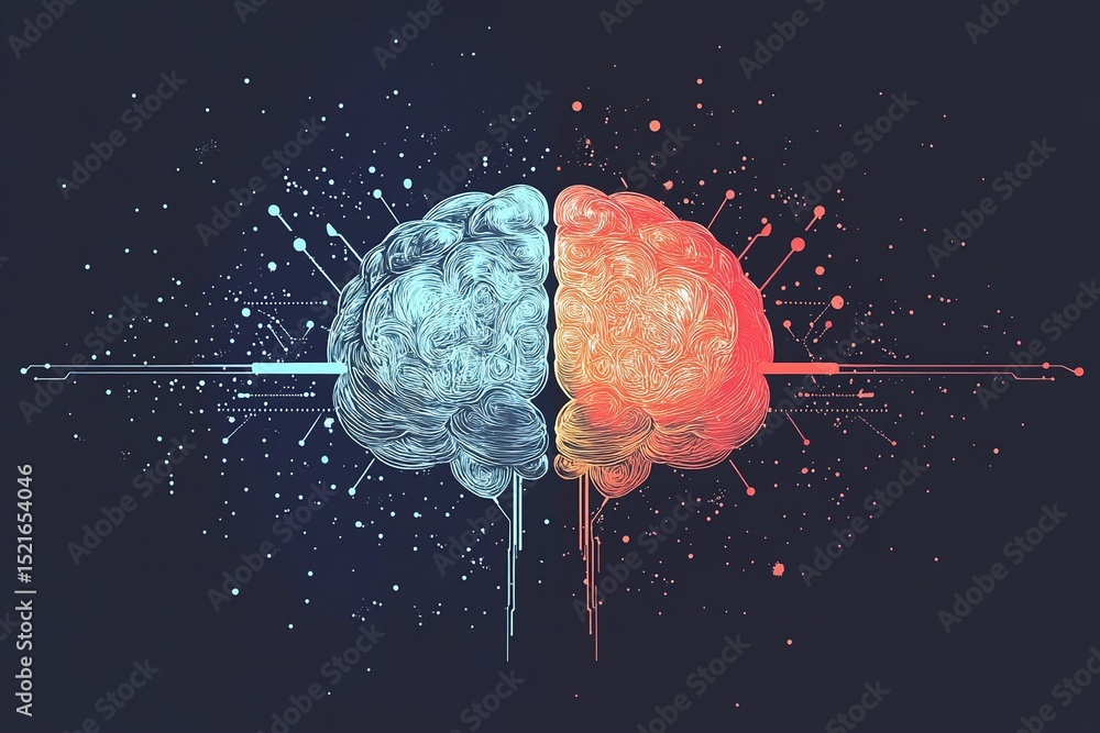Poster creative ai brain. artificial intelligence development concept. banner image