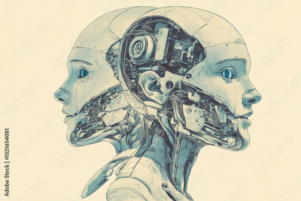 Poster creative ai brain. artificial intelligence development concept. banner image