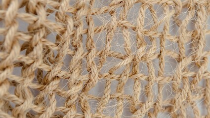 Natural Fiber Texture Close-Up of Interwoven Jute Rope