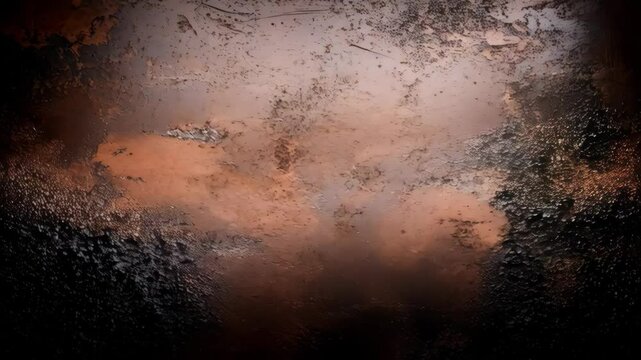 Abstract copper textured grunge background animation with dark vignette transition effect