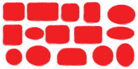 Brush frame rough rectangle box shape set. Text box frame rough grunge square, oval paint shape element. Hand drawn texture grunge brush rectangle, circle round text border. element set for accent. 