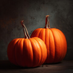 pumpkins on dark background halloween holiday