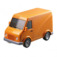 Orange delivery van cartoon illustration isolated on transparent background