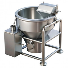 Stainless steel industrial food mixer isolated on transparent background