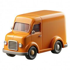 Orange delivery van cartoon illustration isolated on transparent background