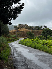 road in the mountains in portugal on the camino de Santiago, the road to santiago, christian pilgrimage