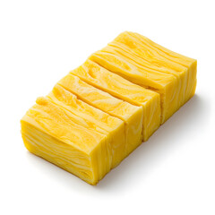 Neatly Cut Tamagoyaki on White Background – Classic Japanese Breakfast Dish