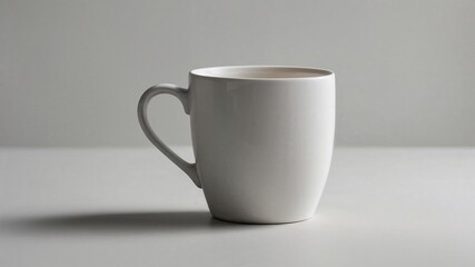 Simple White Ceramic Mug on a Minimalist Table on a White Background