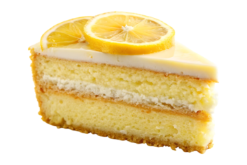 delicious slice of lemon cake image isolated on transparent background