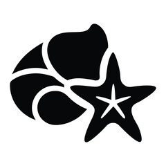 Sea shell and starfish silhouette vector illustration perfect for summer and beach designs