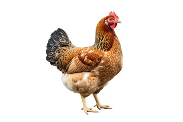 Fototapeta premium Majestic Brown Chicken Standing Proudly on White Background Photograph