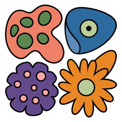 Hand Drawn Organic Textured Shapes Set – Abstract Natural Design Elements Vector.