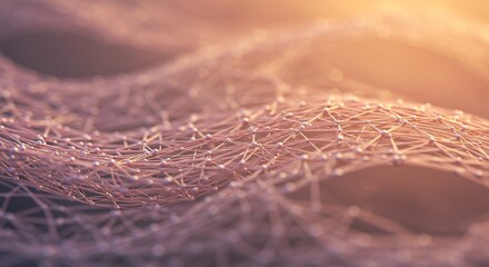 Organic neural-like network lines with dreamy lighting, evoking deep thought and surreal mood at sunset.