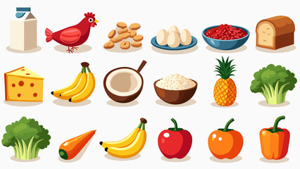 Food Groups Nutrition Illustration for Kids – Educational Vector for Preschool and Home Learning